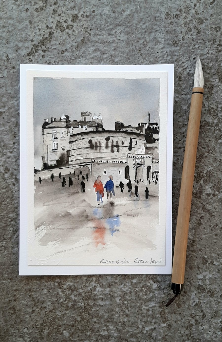 Edinburgh Castle. Handpainted Blank Card. Keepsake Gift