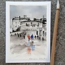 Edinburgh Castle. Handpainted Blank Card. Keepsake Gift