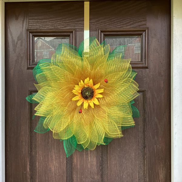 Sunflower deco mesh wreath