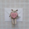Small Pocket Light Brown Bear holding Note, I Miss You, Gift