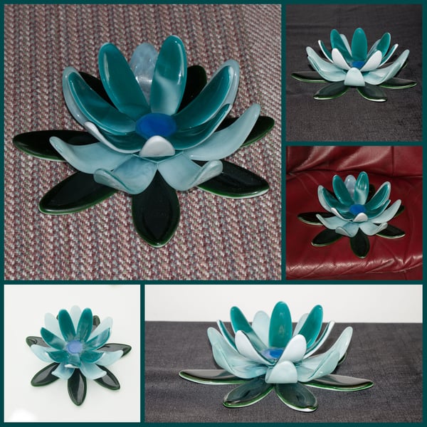 Stunning Handcrafted Fused Glass Water Lily Ornament