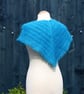 Pretty triangular lace shawl in vintage Kingfisher Blue mohair - design A516 - Image 2