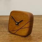 No. 105 Iroko Desk Clock with Inlaid Lines Smooth Face and Black Hands