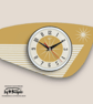 Mid Century Modern Royalexe Laminate Clock By Royale - Radio Grill in Burnt Gold