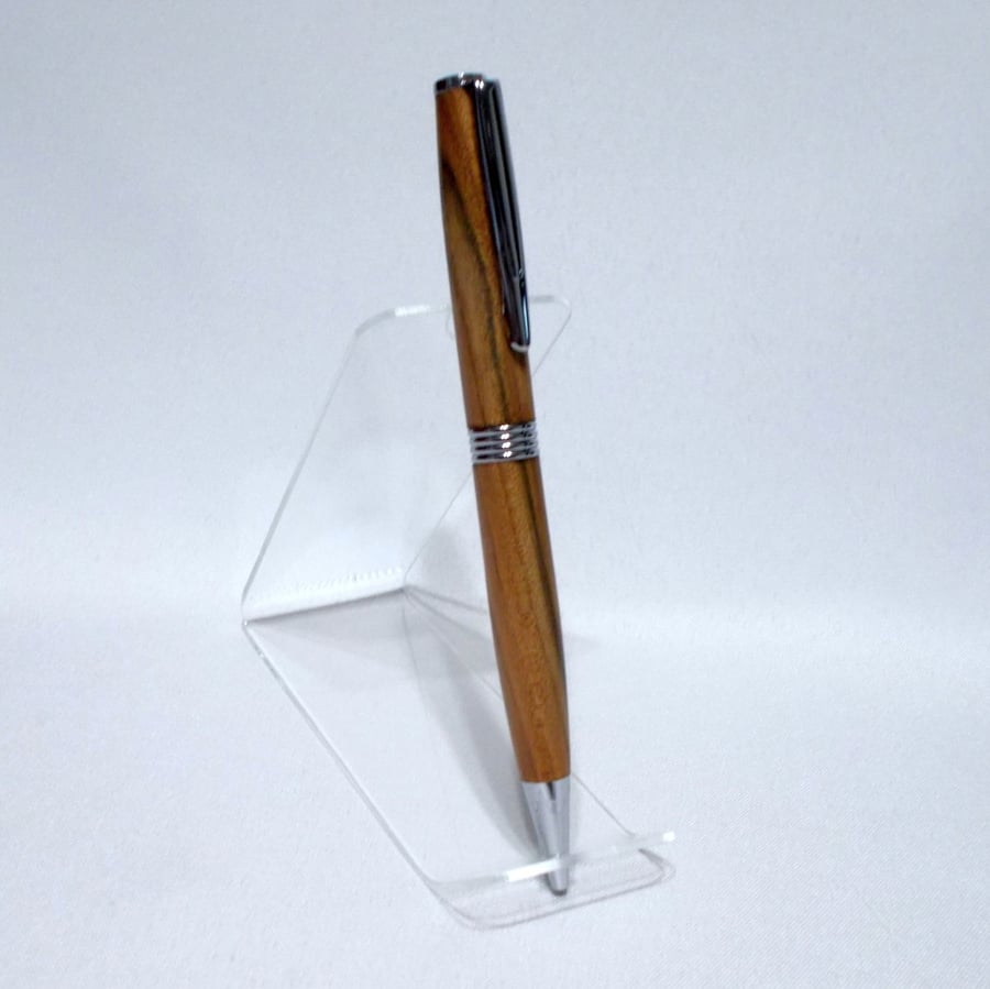 Ballpoint Pen in Chrome made from Elm with a Lacquer finish (P028)