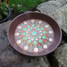 Bird Bath Garden Water Dish, Hand-Crafted Mandala Dot Art Decoration  