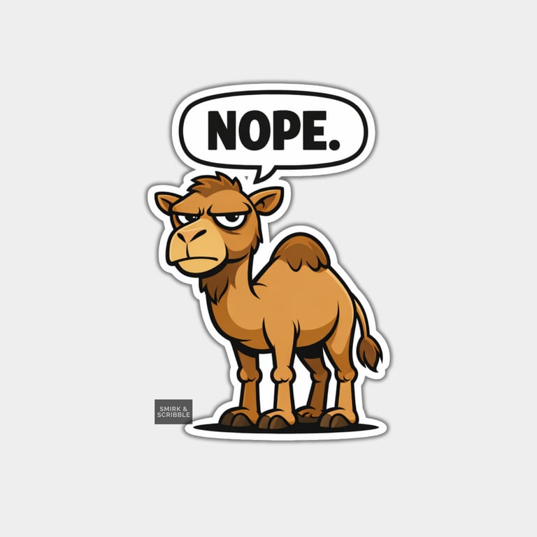 Funny Snarky Vinyl Sticker For Adults - Grumpy Camel