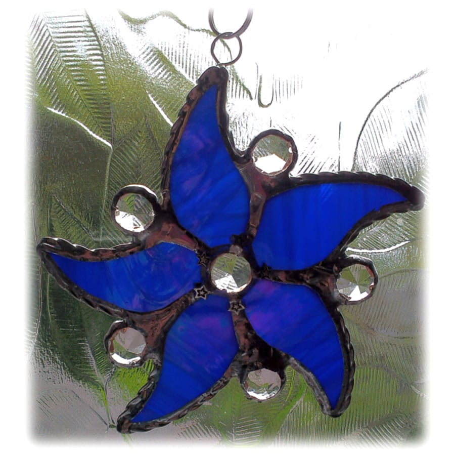 SOLD Starfish Suncatcher Stained Glass Handmade Blue