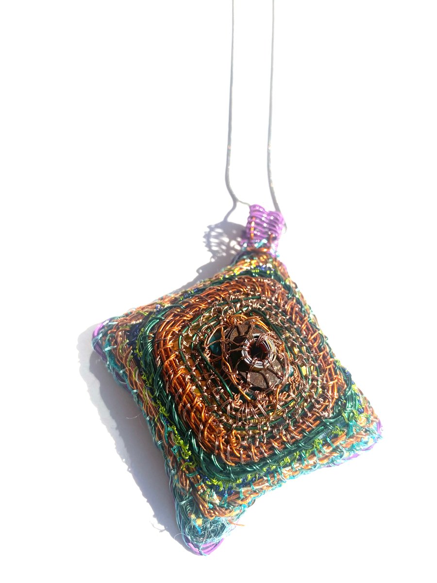 Very large square diamond pendant 