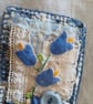 Blue flower textile art brooch - Image 6