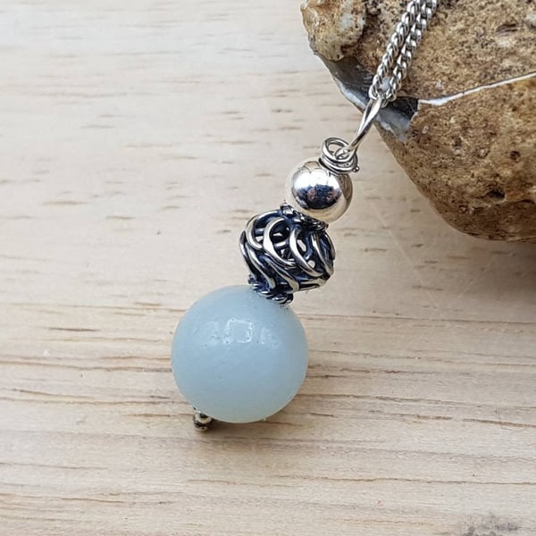 Minimalist Amazonite pendant. Virgo jewelry