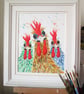 Chicken Girls. Original Watercolour Painting - Image 3