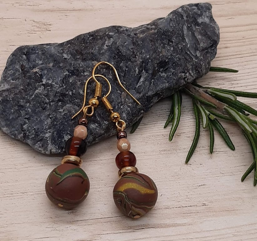 Dangly polymer clay earrings
