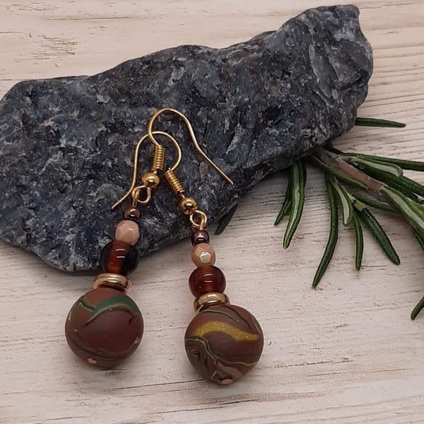 Dangly polymer clay earrings