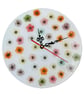 White Epoxy Resin Handmade Hanging Wall Clock Floral Flowers Gift