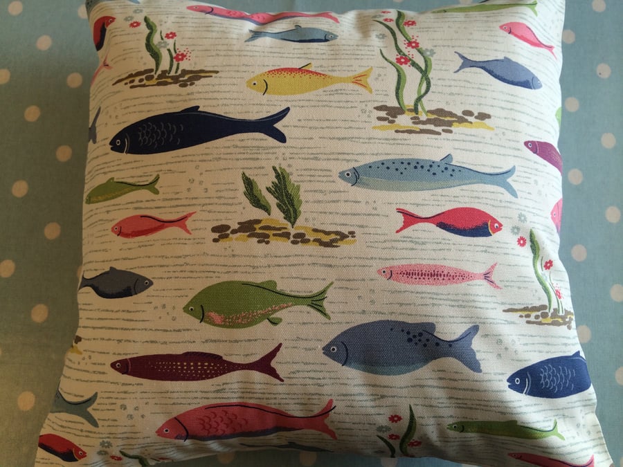 Cath kidston river fish white fabric cushion,pillow cover,childrens cover
