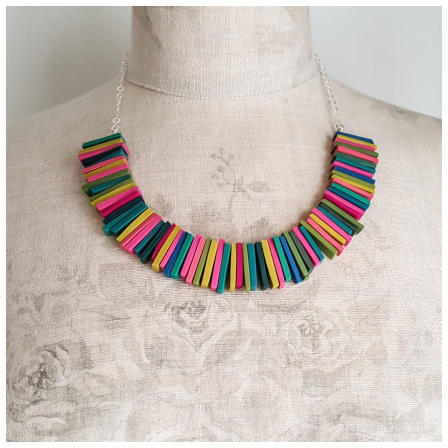 Deco Statement Necklace in Summer Multicolours, Contemporary Jewellery