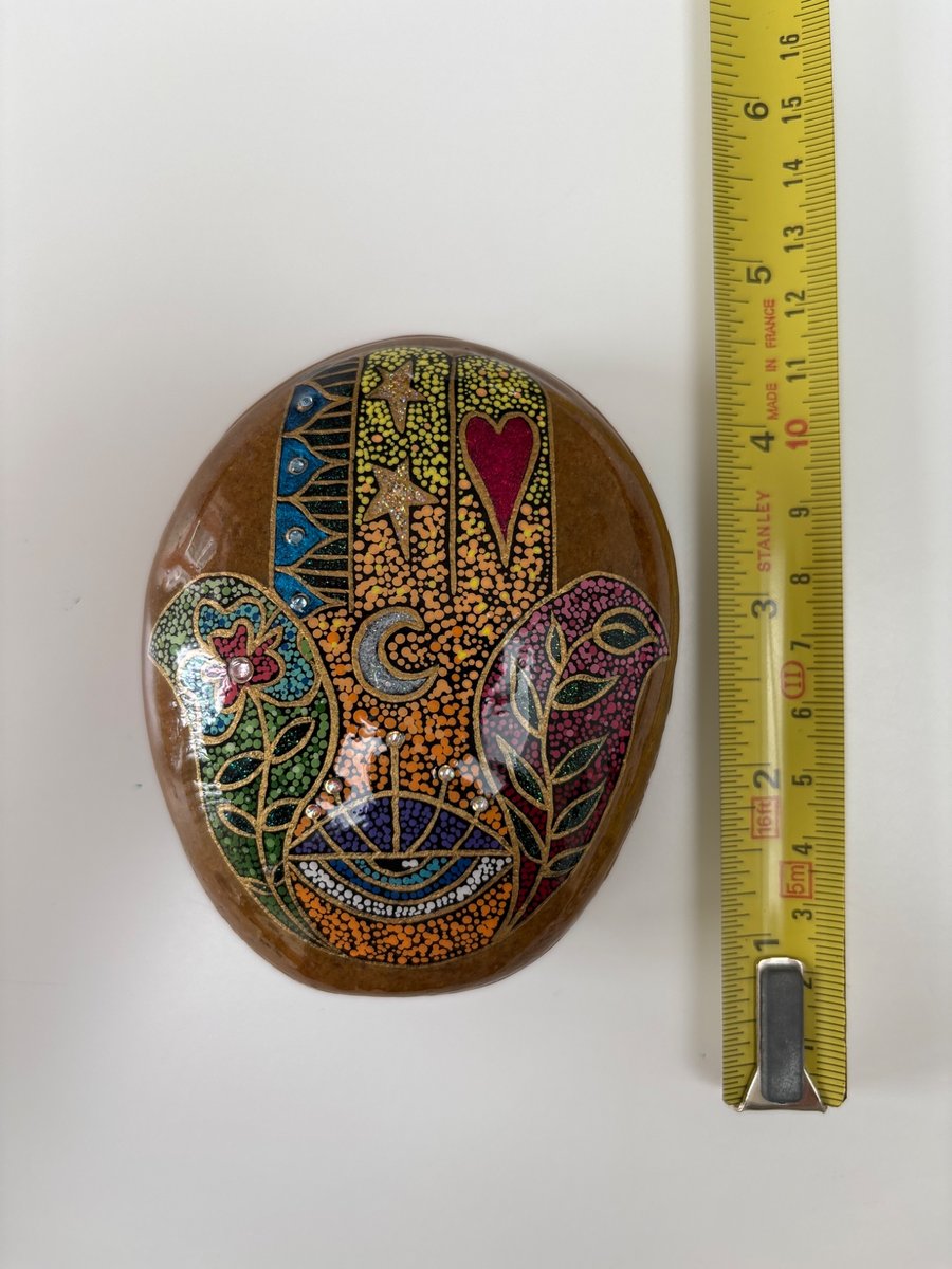 Hand painted hamsa rock
