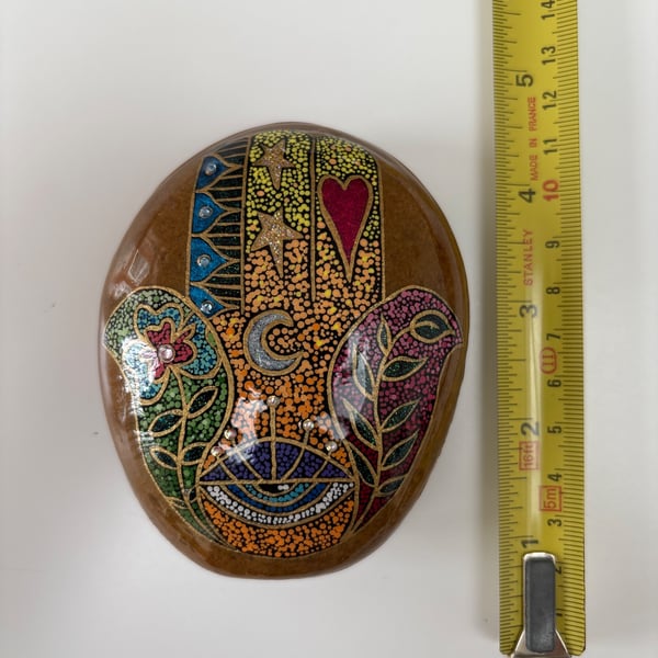 Hand painted hamsa rock