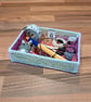 Desk tray for small items - pink, green, and red with geometric motifs - Image 3