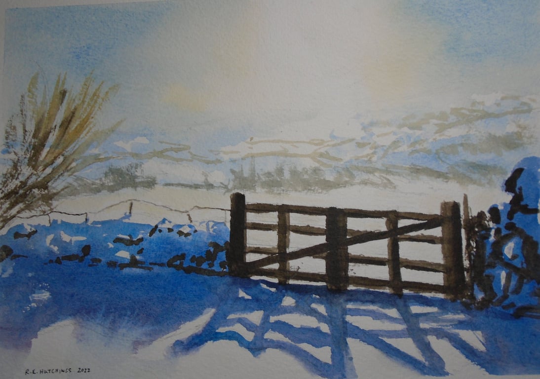 Winter morning (ORIGINAL PURE WATERCOLOUR A4 size) watercolor, landscape paintin