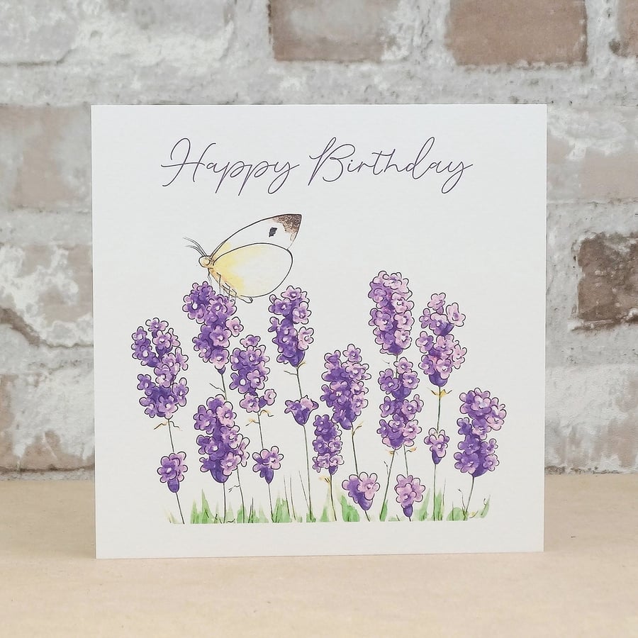 Birthday Card Lavender Butterfly 