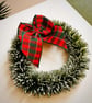 Mini Christmas wreath greeting card tartan bow pine ring holiday wishes  - Image 3
