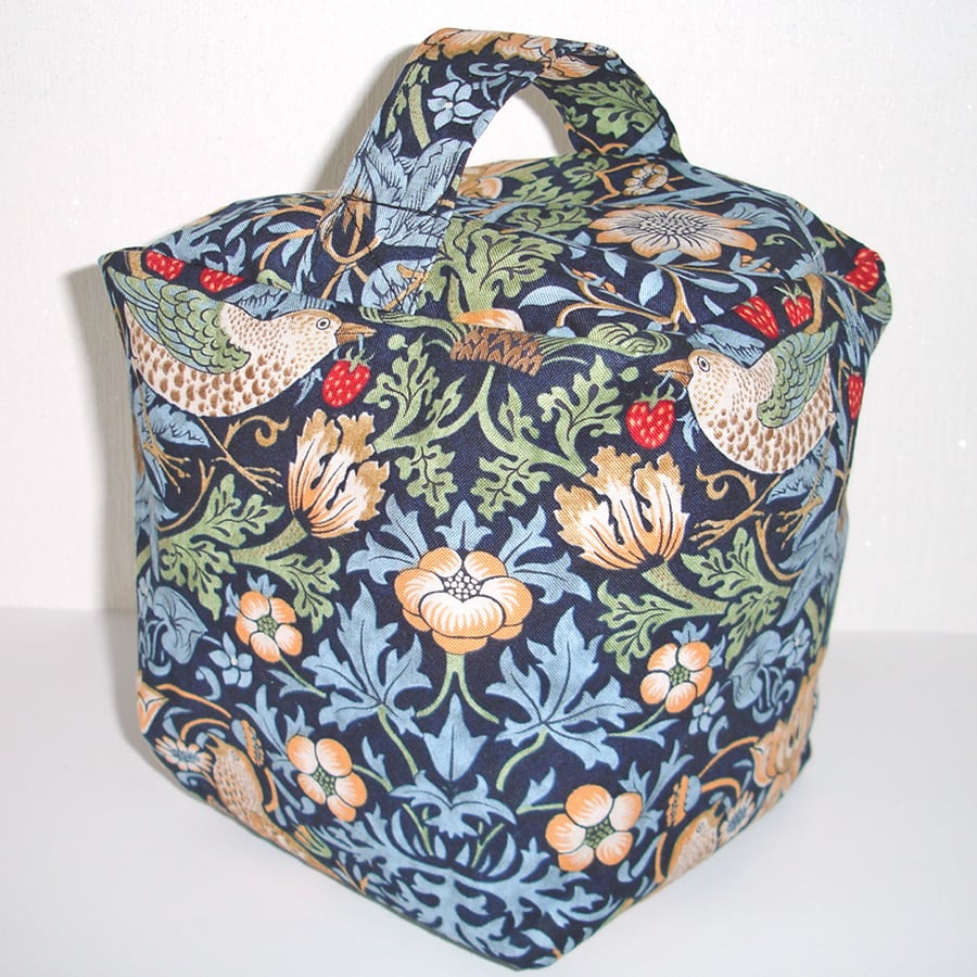 Door Stop Strawberry Thief Doorstop Unfilled William Morris Navy Blue Birds