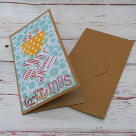 Brightly Patterned Greetings Card, Crazy Patterned Flowery 'Just Because' Card