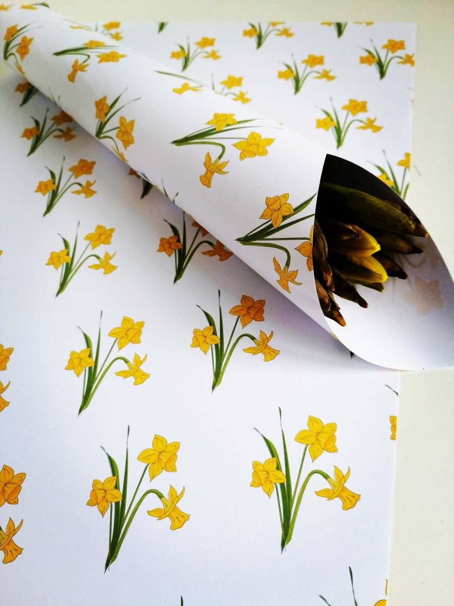 Daffodil Gift Wrap, Wrapping Paper, floral wrapping paper, flowery gift wrap