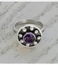 Amethyst Ring , size R , Decorative Silver Ring February birthstone - Image 6