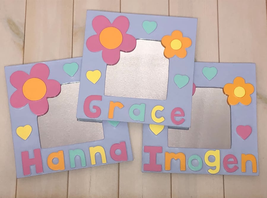 Personalised Lilac Flower Mirror