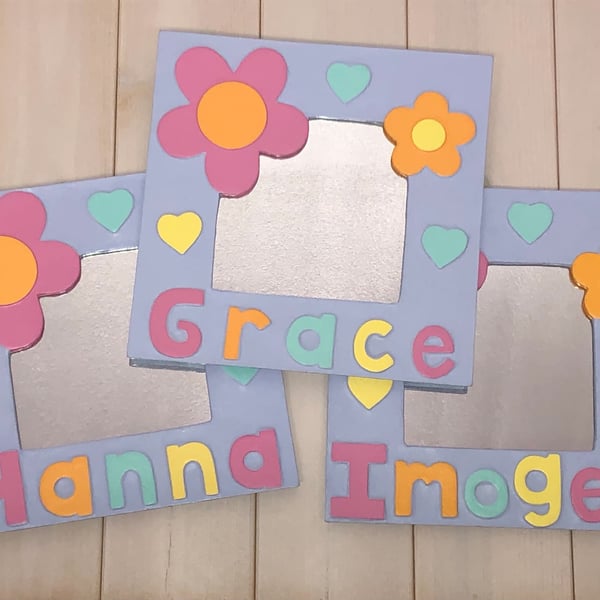 Personalised Lilac Flower Mirror