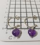 Sterling Silver Hoop Earrings With Removable  Amethyst Heart Charm  - Image 4