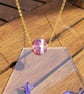 Handmade Pink Glass ball pendant on gold played chain. handmade - Image 2
