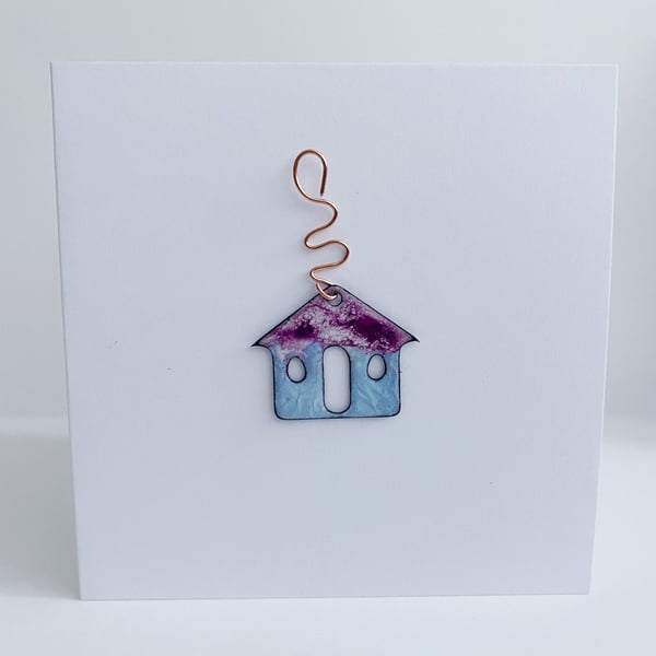 New Home Greeting Card with Copper Enamel Motif