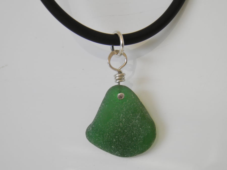 Green Sea Glass Necklace 