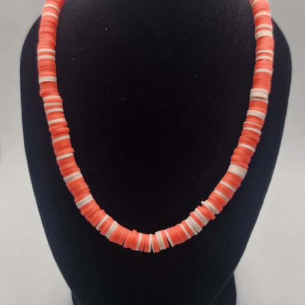 Heishi Orange beaded necklace 