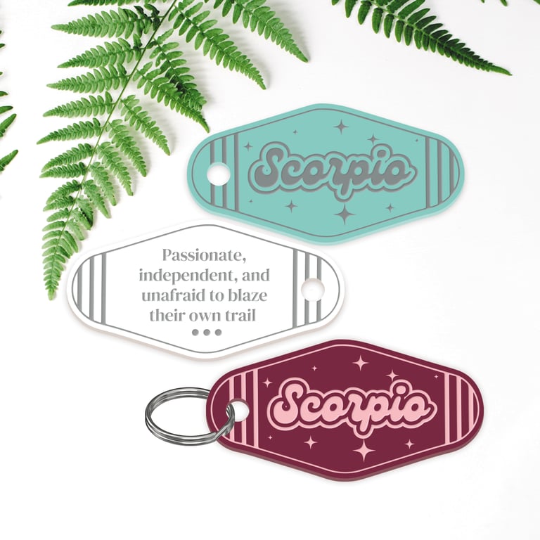 Retro Star Sign - Scorpio Keyring: Motel-Style Zodiac Keychain Birthday Gift