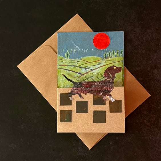 Greetings Card - Country Dachshund