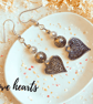 Love Hearts- Handmade earrings with hearts, pearls & beads on silver hooks.. - Image 3