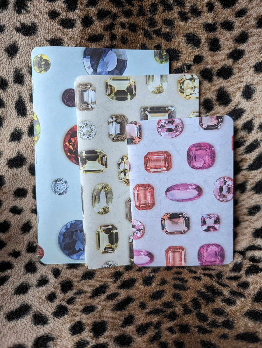 3 x jewel patterned various sized notebooks