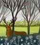 Red deer stag card hand painted - Image 2