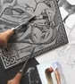 Lady Godiva. A lino-cut print of the Coventry legend. - Image 3