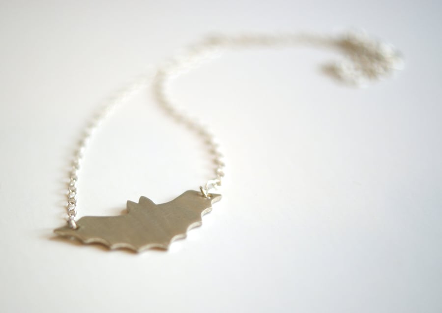 Halloween Silver Bat Necklace