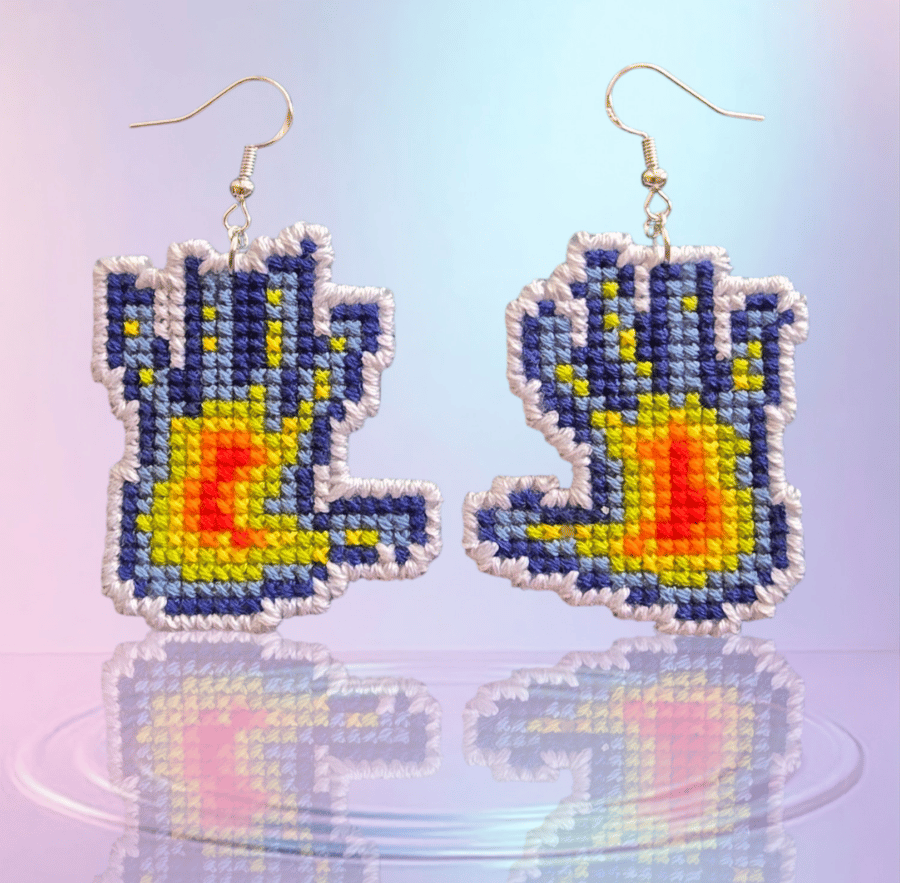 Thermal Hand Cross Sitch Earrings 