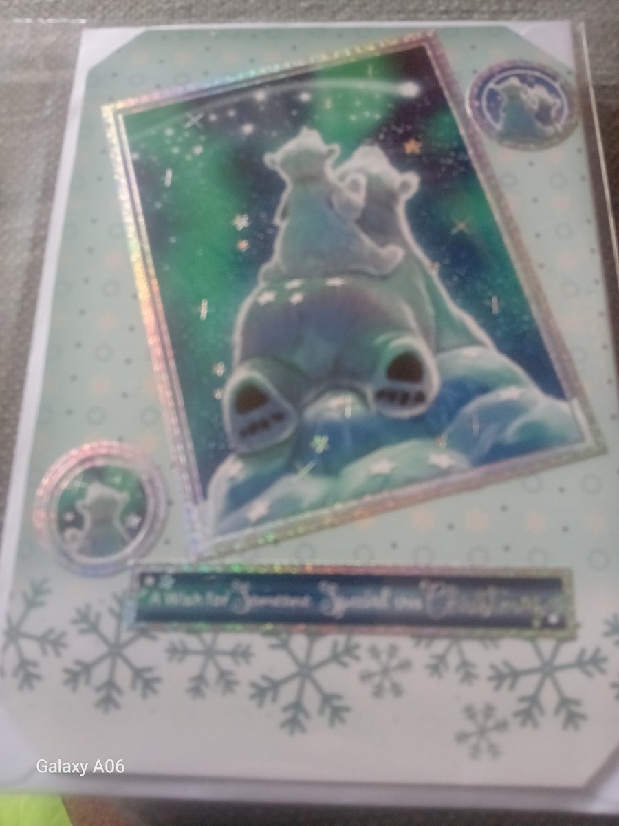 Polar Bear Star Watching handmade Christmas card 