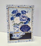 Auntie Birthday Card – Elegant Blue Floral Handmade Card