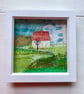 Little white barn, framed embroidered textile collage - Image 5