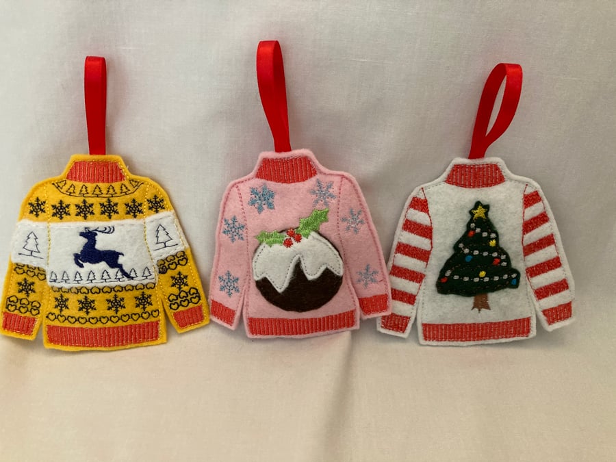 Set of Christmas jumper tree decorations